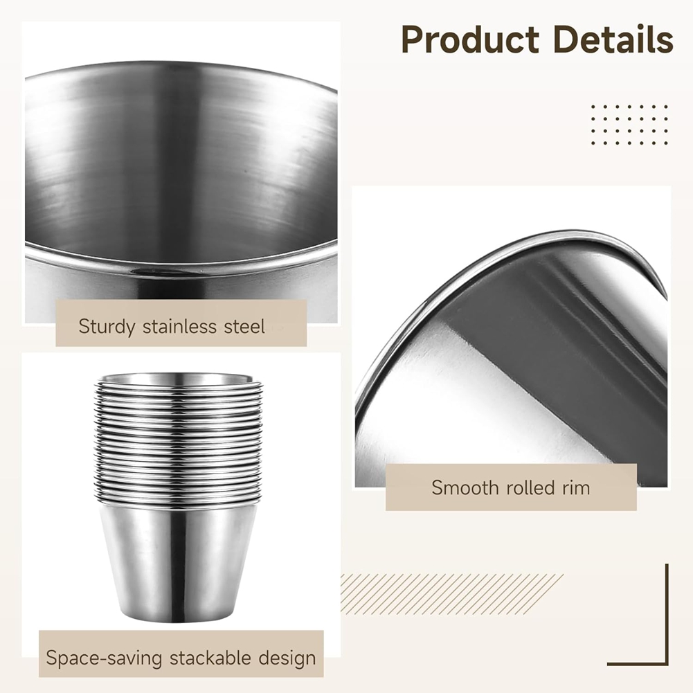 Sauce Dipping Cup - J1UL1N, 60 stuks, sausbekers van roestvrij