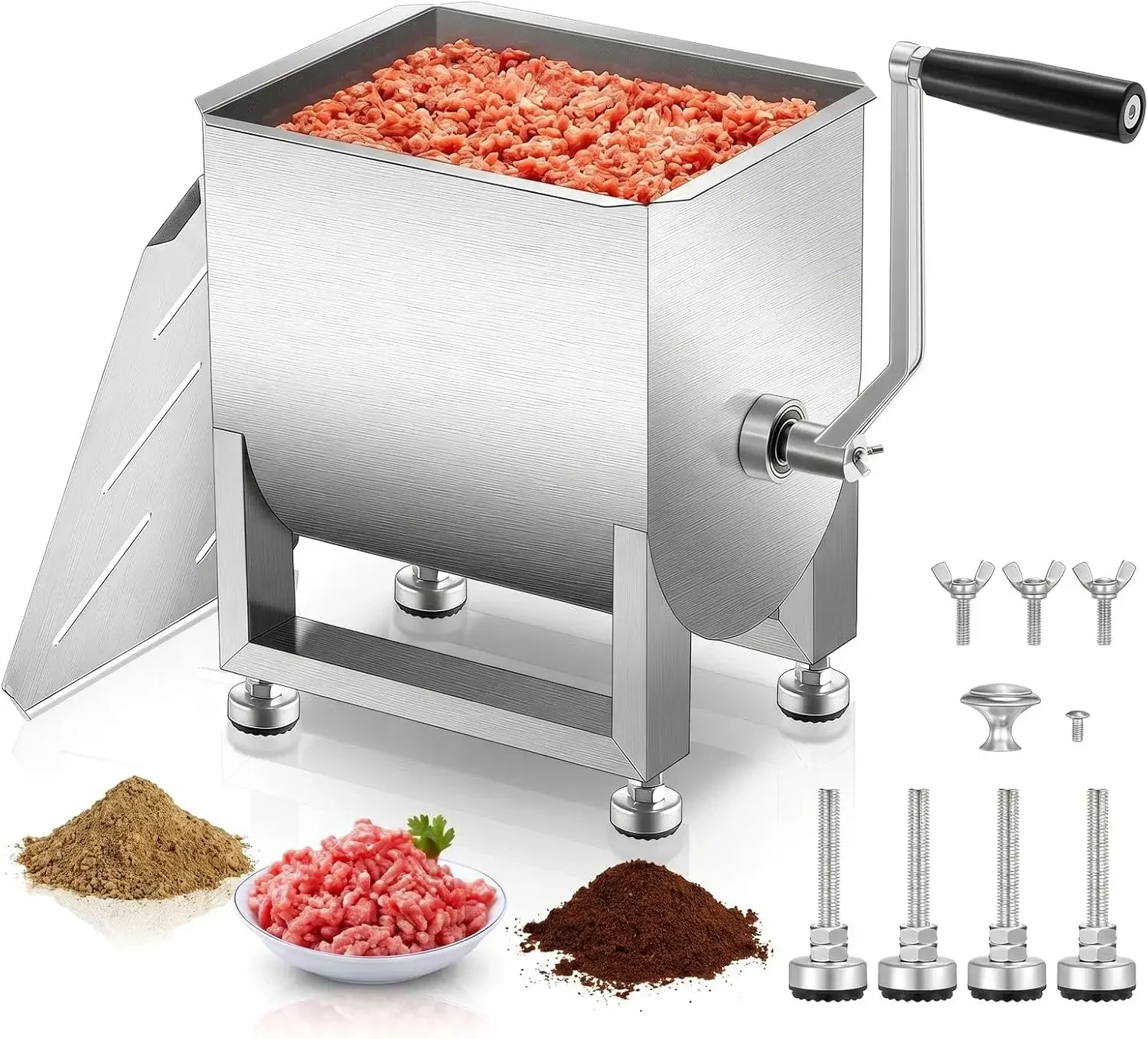 Meal Prep Manual - 20LBS RVS Handmatige Vleesmenger, Afneembare Handgreep