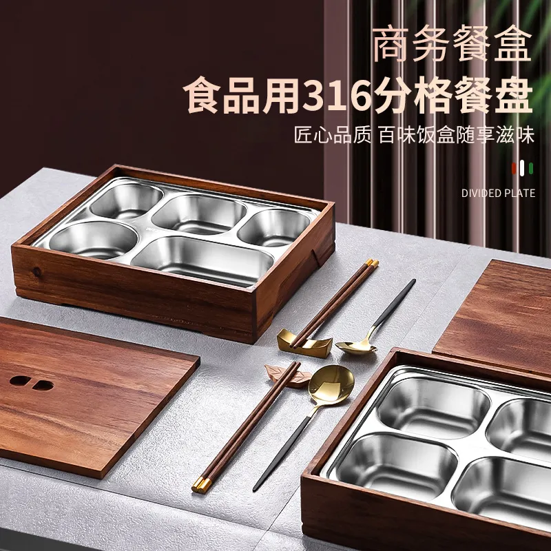 Meal Prep Korean - Zwarte Walnoot Bento Box met Verdeeld