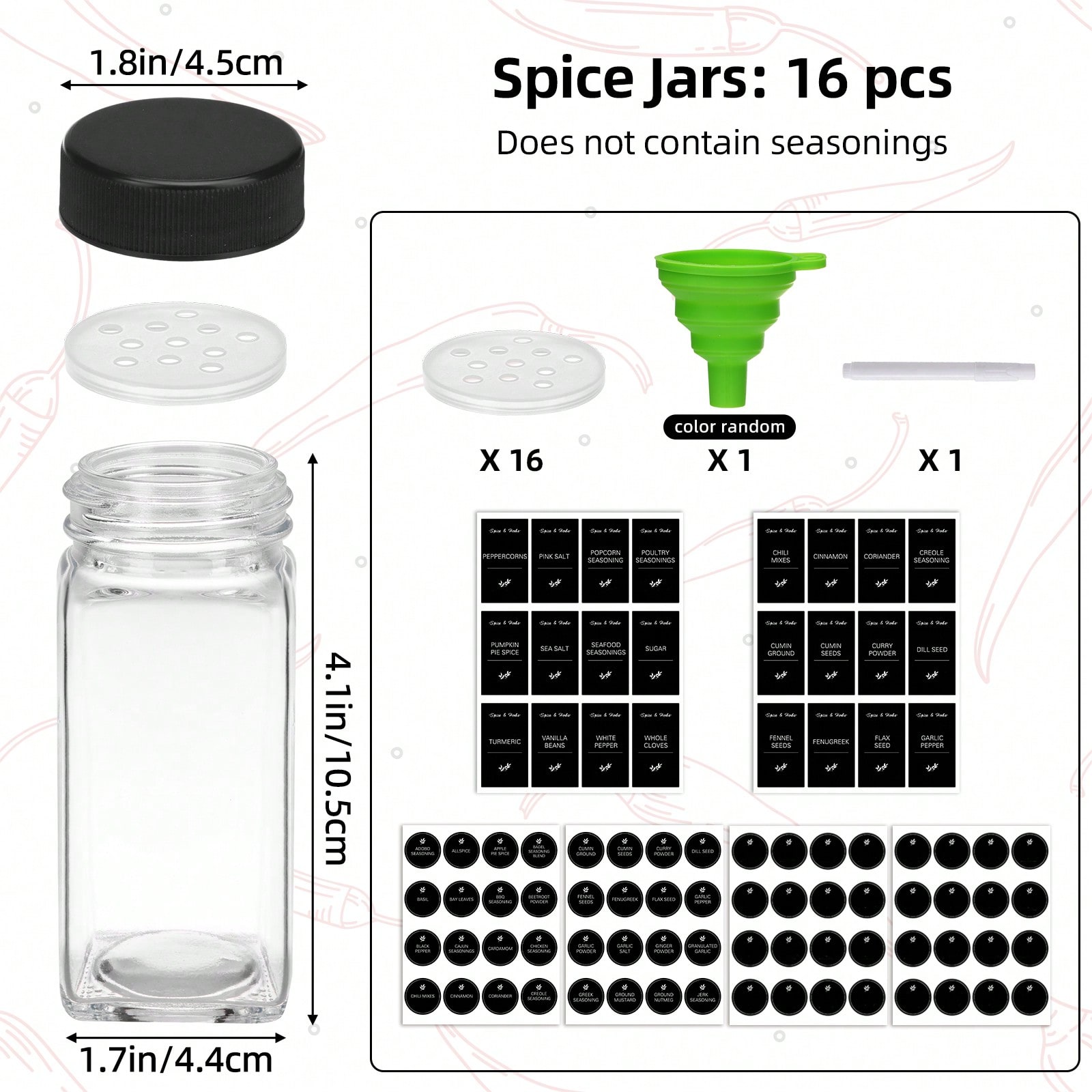 16/24-delige set vierkante gla - Spice Jar Labels recensie en prijs