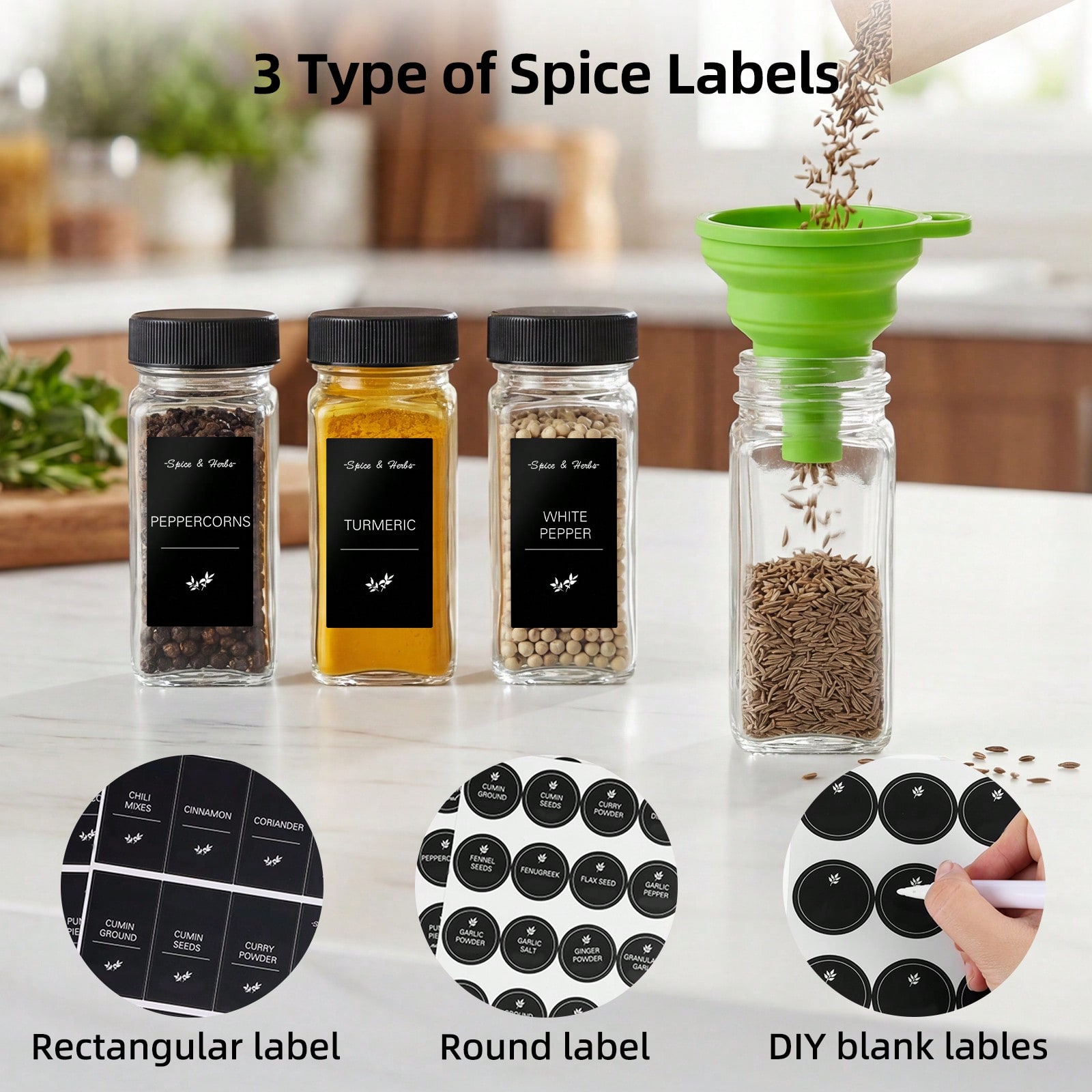16/24-delige set vierkante gla - Spice Jar Labels recensie en prijs