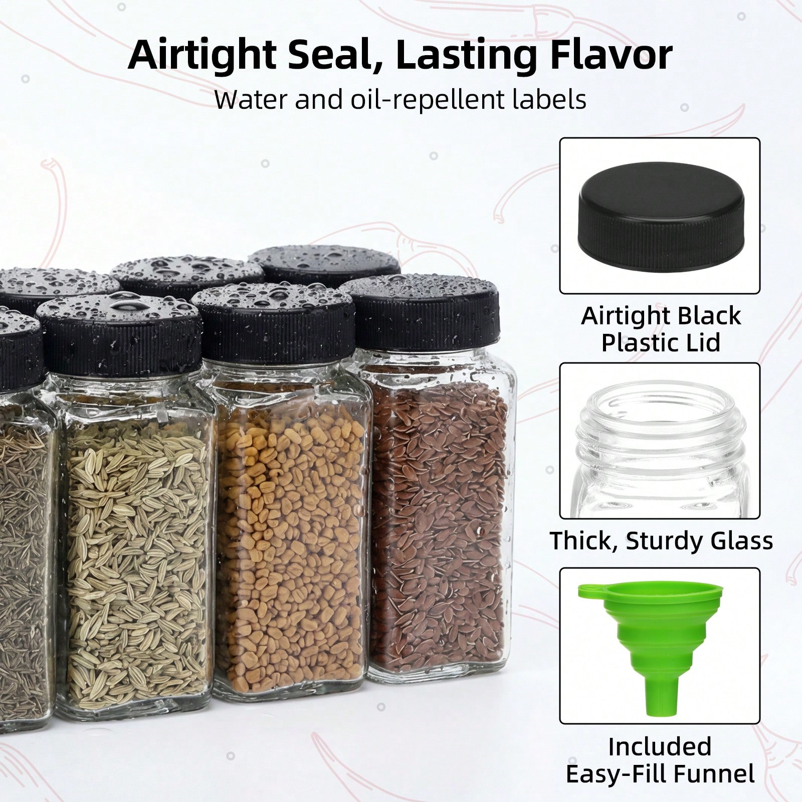 16/24-delige set vierkante gla - Spice Jar Labels recensie en prijs