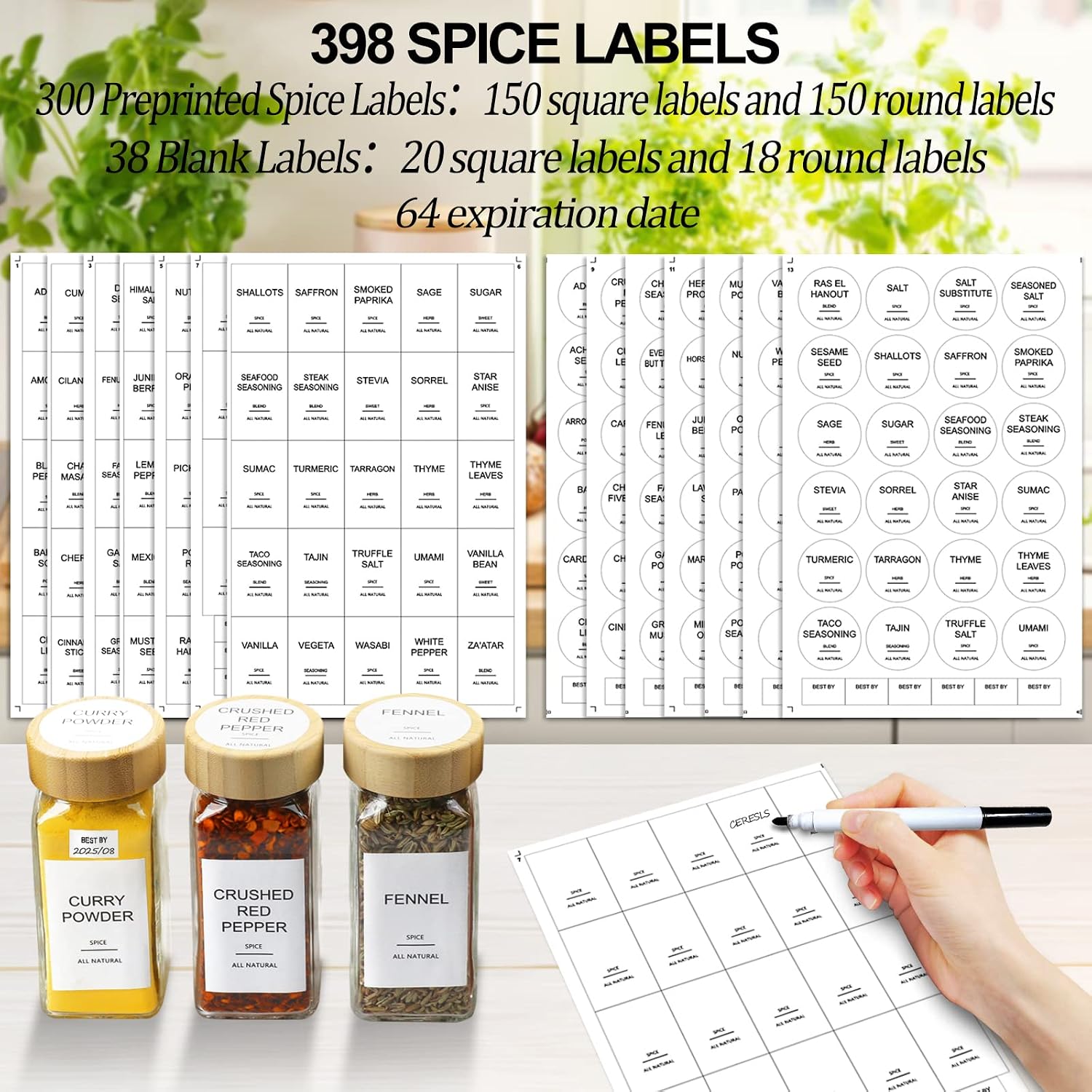 Glazen kruidenpotjes met bambo - Spice Jar Labels recensie en prijs