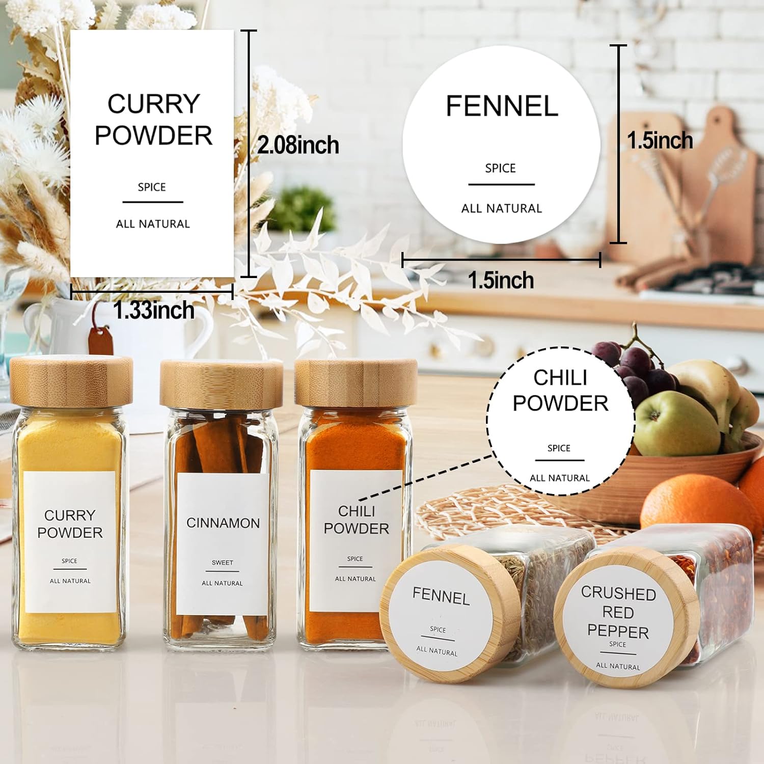 Glazen kruidenpotjes met bambo - Spice Jar Labels recensie en prijs