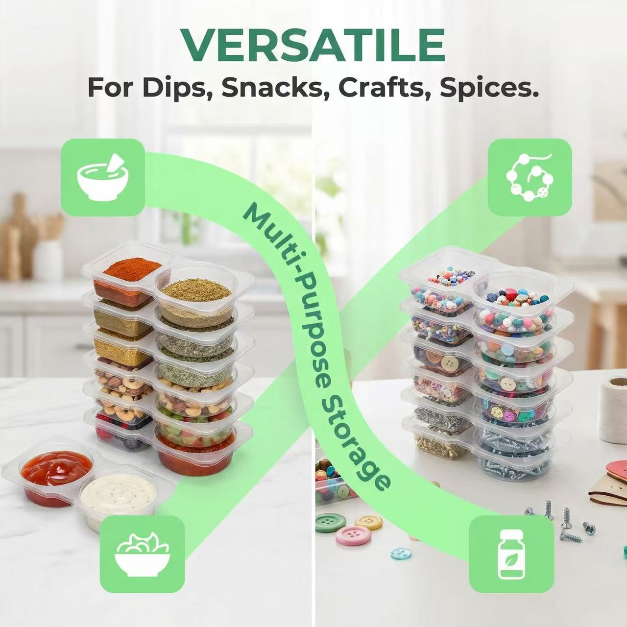 Sausbakjes met dubbele compart - Sauce Dipping Cup recensie en prijs